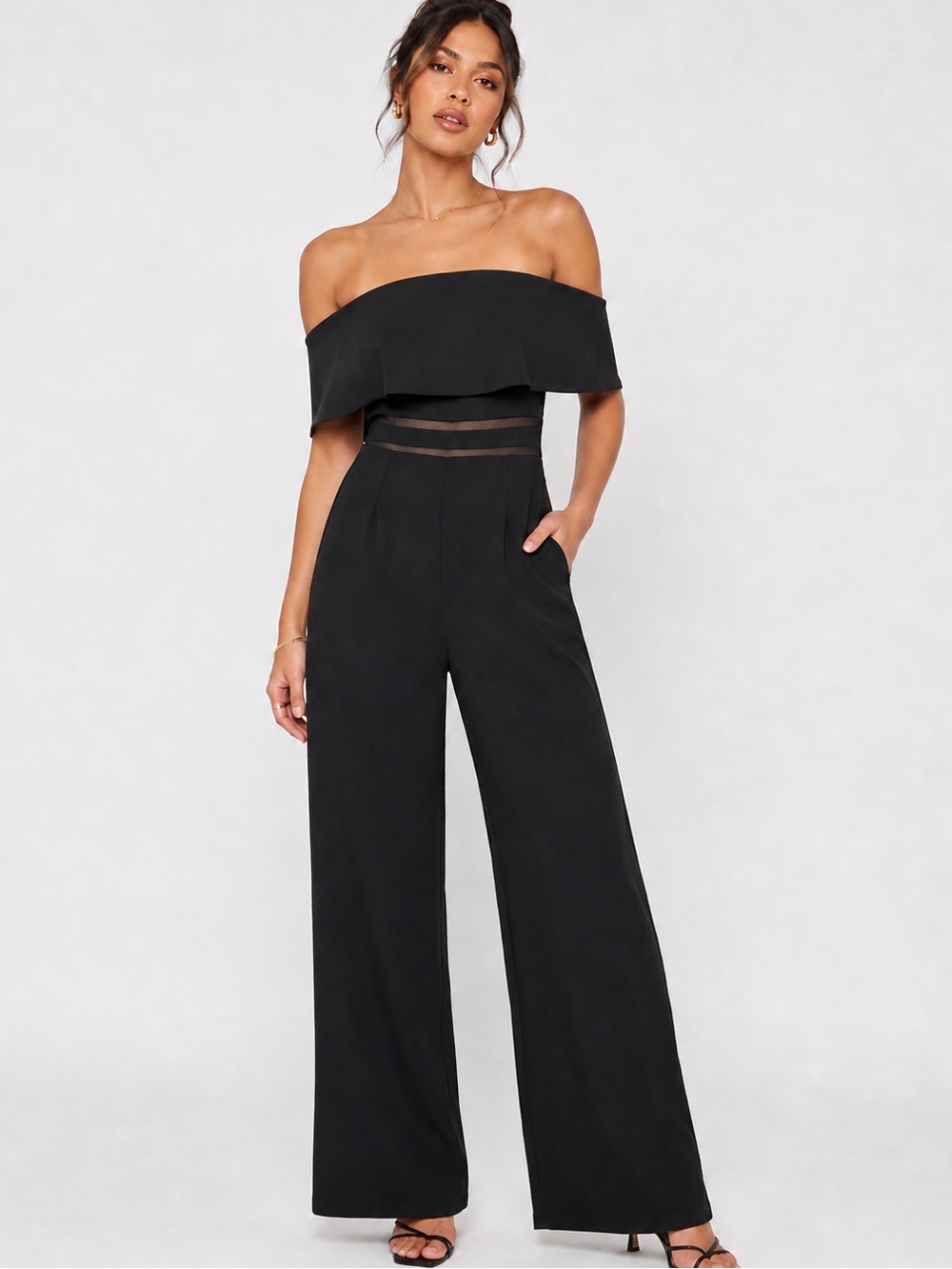 Sami & Jo strapless popover flounce jumpsuit